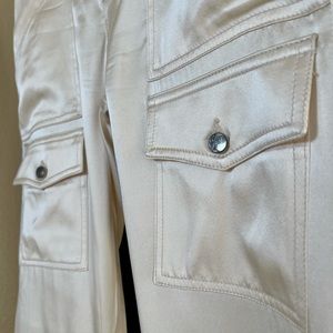 Satin Cargo Cream-Color Pants